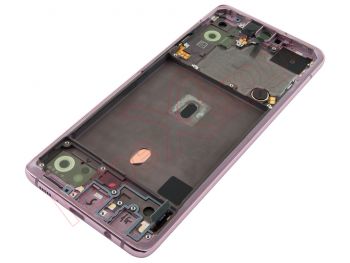 Pantalla service pack completa SUPER AMOLED negra con marco rosa "Prism cube pink" para Samsung Galaxy A51 5G, SM-A516